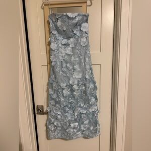 Endless Rose Strapless Powder Blue Floral Appliqué Gown